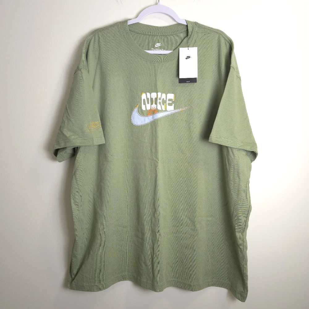 Nike Sportswear Loose Fit Sole Craft Embroidered‎ Olive Green T-Shirt 2XL